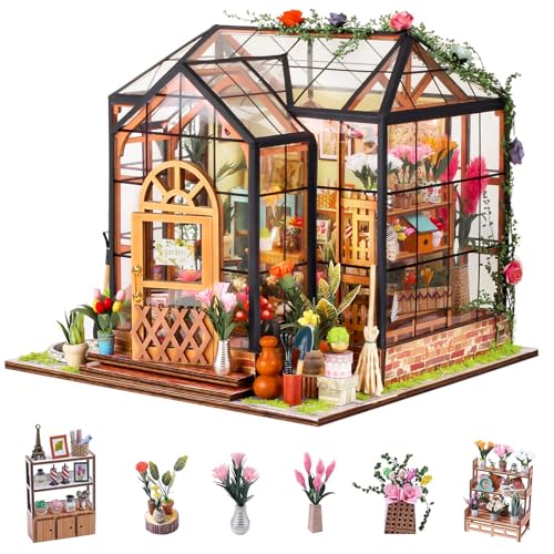 DIY Miniatur Haus Kits für Erwachsene DIY Mini Holz Haus Modell Set Gewächshaus Puppenhaus Handwerk Kits für Erwachsene Modell zu Bauen Geburtstagsgeschenk für Frauen und Mädchen von HooySprs