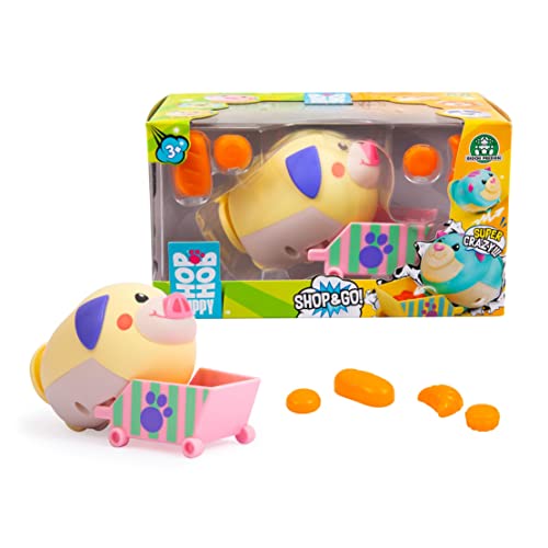 Giochi Preziosi - Hop Hop Puppy Push & Go Welpen, die Immer Wieder auf den Füßen mit Einkaufswagen, Schweineversion, für Kinder ab 3 Jahren, Hpu02300 von Giochi Preziosi