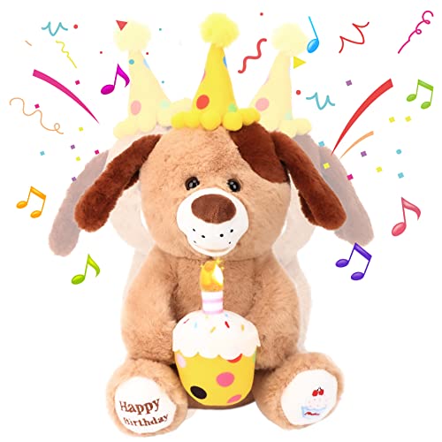 Hopearl Entzückender Happy Birthday Hund mit glühendem Cupcake Musikalische gefüllte Tier Welpe Singen und Schütteln Plüsch Spielzeug Interaktive animierte Kinder Geschenke,Braun, 38cm Hopearl Entzückender Happy Birthday Hund mit glühendem Cupcake Musikalische gefüllte Tier Welpe Singen und Schütteln Plüsch Spielzeug Interaktive animierte Kinder Geschenke,Braun, 38cm von Hopearl