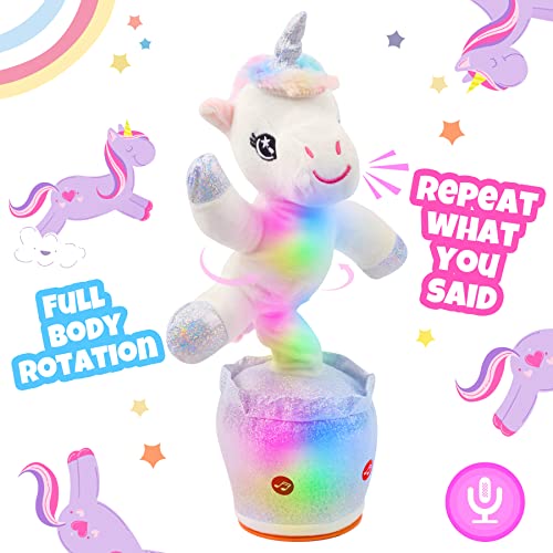 Hopearl Glühendes Tanzendes Einhorn Spielzeug - Wiederholt, Was Sie Sagen, Sprechend, Wriggle, Singen, Mimicking, Twisting, Electric Light Up Interaktives Animiertes Weiß, 37cm von Hopearl