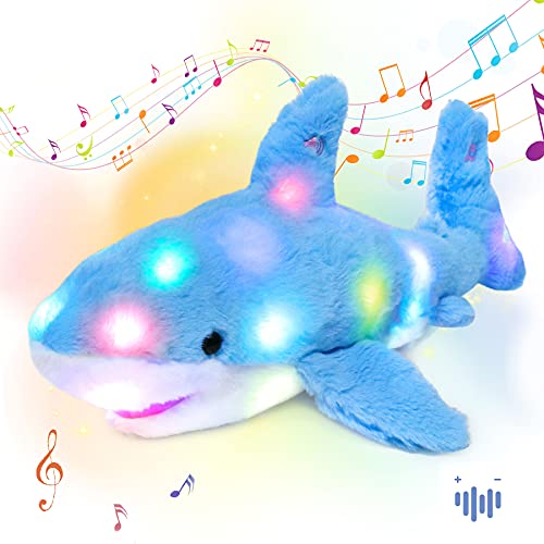 Hopearl LED-Plüschtier, Motiv: Hai, beleuchtet, verstellbare Lautstärke, Schlaflied, animiert, beruhigend, Geburtstag, Weihnachten, Winter, Geschenke für Kinder, Kleinkinder, Mädchen, blau, 28 cm Hopearl LED-Plüschtier, Motiv: Hai, beleuchtet, verstellbare Lautstärke, Schlaflied, animiert, beruhigend, Geburtstag, Weihnachten, Winter, Geschenke für Kinder, Kleinkinder, Mädchen, blau, 28 cm von Hopearl