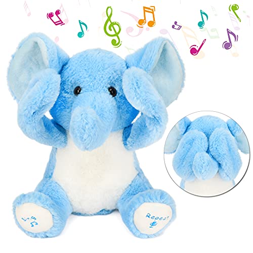 Hopearl Peek A Boo Elefant Interaktiv Wiederholt, was Sie Sagen Plüsch Elephish Spielzeug Musical Singen Sprechen Plüsch Tier Entzückende elektrische Anime Geburtstag Festival, blau, 29cm von Hopearl