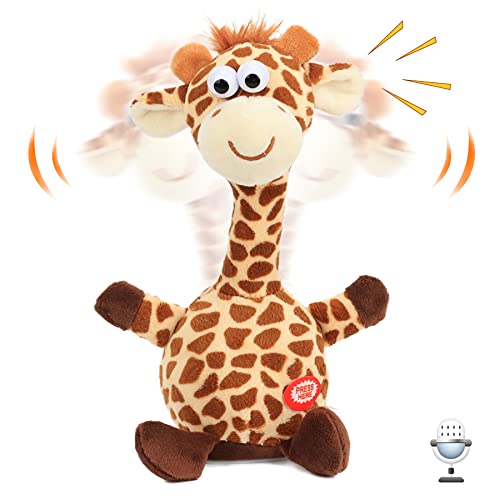 Hopearl Sprechende Giraffe wiederholt das, was Sie Sagen, schüttelnden Kopf, elektrisches interaktives animiertes Spielzeug, sprechender Plüsch-Kumpel, Geburtstagsfest für Kleinkinder, 24 cm von Hopearl