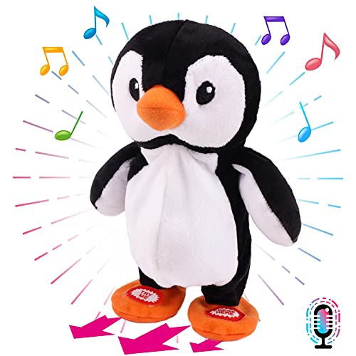 Hopearl Sprechende singende Puppe wiederholt was Sie Sagen, elektrisches interaktives animiertes Spielzeug, sprechender Plüsch-Kumpel, Geburtstagsfest für Kleinkinder, 19 cm (Penguin) von Hopearl