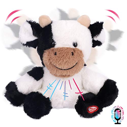 Hopearl Talking Cow wiederholt, was Sie Sagen Shaking Head Electric Interactive Animated Toy Speaking Plüsch Buddy Geburtstagsfestival für Kleinkinder, 17.8 cm (Cow) von Hopearl