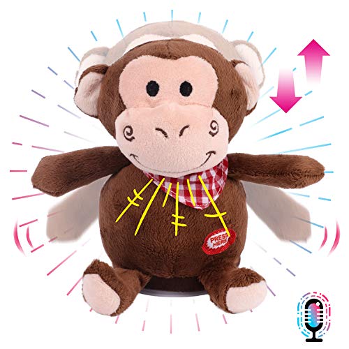Hopearl Talking Monkey wiederholt, was Sie Sagen Nicken Elektrische interaktive animierte Spielzeug sprechen Plüsch Buddy Geburtstagsfestival für Kleinkinder, 16.5cm (Monkey) von Hopearl