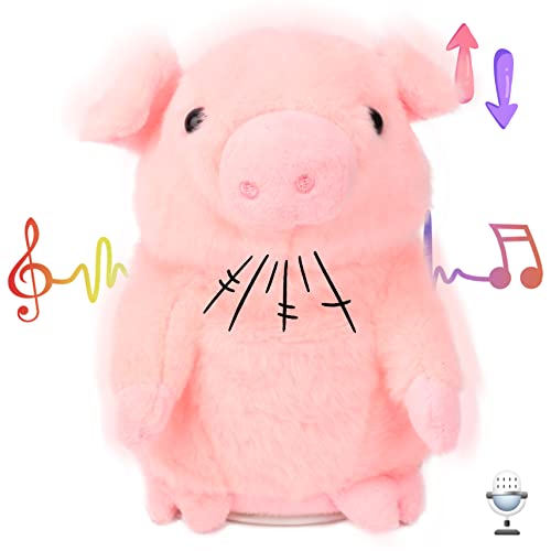 Hopearl Talking Piggy Repeats What You Say Pig Nodding Elektrisches interaktives animiertes Spielzeug, sprechender Plüschfreund Geschenk für Kleinkinder, Rosa, 16,5 cm von Hopearl