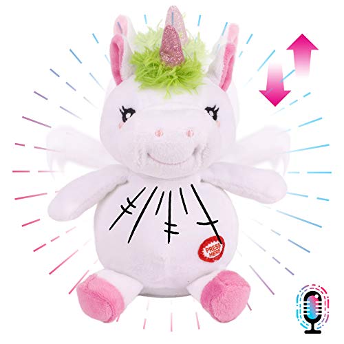 Hopearl Talking Unicorn wiederholt, was Sie Sagen Nicken Elektrische interaktive animierte Spielzeug sprechen Plüsch Buddy Geburtstagsfestival für Kleinkinder, 19 cm (Unicorn) von Hopearl