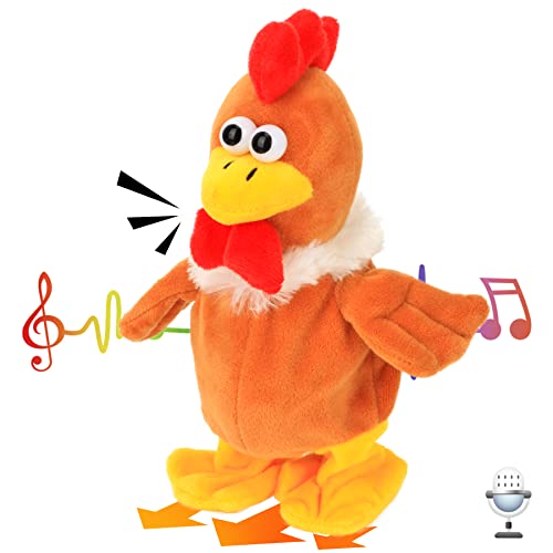 Hopearl sprechendes Huhn wiederholt, was Sie Sagen Walking Chick Elektrisches interaktives animiertes Spielzeug Sprechen Plüsch Buddy Geschenk für Kleinkinder Geburtstag, 9'' von Hopearl