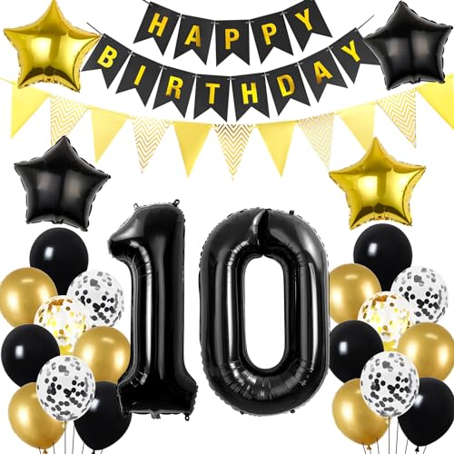 10. Geburtstag Dekoration Schwarz gold, Geburtstagsdeko 10 Jahr Junge, 10 Geburtstag Deko Mädchen, 10 Ballon Geburtstagdeko set, Luftballons 10. Geburtstag Party Deko 10 Geburtstag Junge Mädchen 10. Geburtstag Dekoration Schwarz gold, Geburtstagsdeko 10 Jahr Junge, 10 Geburtstag Deko Mädchen, 10 Ballon Geburtstagdeko set, Luftballons 10. Geburtstag Party Deko 10 Geburtstag Junge Mädchen von Hopewey
