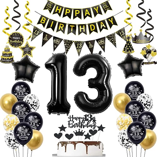 13 Geburtstag Deko Junge Luftballon 13.geburtstag Deko Schwarz Gold Geburtstagsdeko 13 Jahre Luftballon Schwarz deko 13 Jahre Junge Geburtstagdeko Mann Deko 13. Geburtstag Mädchen Luftballons 13 von Hopewey
