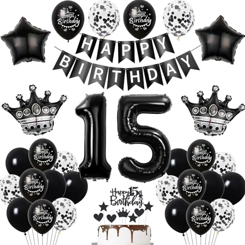 15. Geburtstag Dekoration Schwarz Tortendeko 15. Geburtstag Junge Luftballon 15 Geburtstag Mädchen Junge deko torte 15. Geburtstag Junge Mädchen Ballon Geburtstagsdeko 15 Jahre Mädchen Schwarz 15. Geburtstag Dekoration Schwarz Tortendeko 15. Geburtstag Junge Luftballon 15 Geburtstag Mädchen Junge deko torte 15. Geburtstag Junge Mädchen Ballon Geburtstagsdeko 15 Jahre Mädchen Schwarz von Hopewey