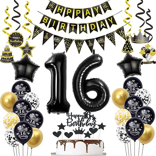 16 Geburtstag Deko Junge Luftballon 16.geburtstag Deko Schwarz Gold Geburtstagsdeko 16 Jahre Luftballon Schwarz deko 16 Jahre Junge Geburtstagdeko Mann Deko 16. Geburtstag Mädchen Luftballons 16 von Hopewey