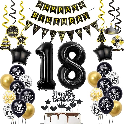 18 Geburtstag Deko Junge Luftballon 18.geburtstag Deko Schwarz Gold Geburtstagsdeko 18 Jahre Luftballon Schwarz deko 18 Jahre Junge Geburtstagdeko Mann Deko 18. Geburtstag Mädchen Luftballons 18 von Hopewey