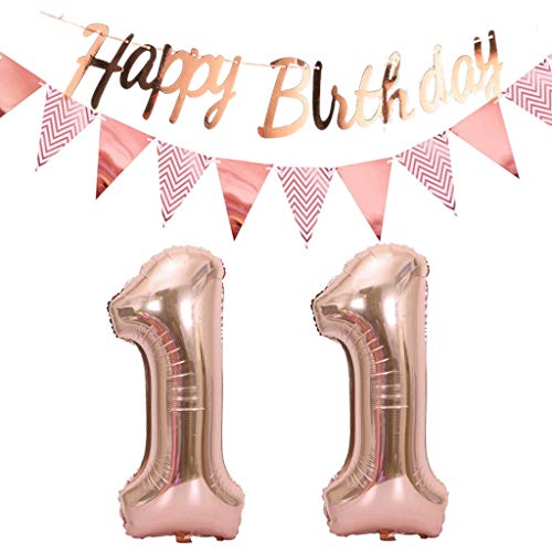 Luftballons 11.geburtstag deko rosegold+Happy Birthday Girlande +Wimpelkette 40"Zahlen Ballon 11 Luftballons 11 Jahre Geburtstag Dekoration Mädchen Geburtstagdeko11 Geburtstag deko rosegold set(11) Luftballons 11.geburtstag deko rosegold+Happy Birthday Girlande +Wimpelkette 40"Zahlen Ballon 11 Luftballons 11 Jahre Geburtstag Dekoration Mädchen Geburtstagdeko11 Geburtstag deko rosegold set(11) von Hopewey