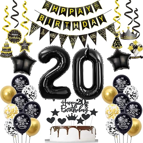 20 Geburtstag Deko Mann Luftballon 20.geburtstag Deko Schwarz Gold Geburtstagsdeko 20 Jahre Luftballon Schwarz deko 20 Jahre Mann Geburtstagdeko Männer Deko 20. Geburtstag Frauen Luftballons 20 von Hopewey