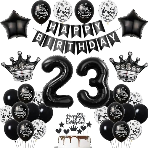 23. Geburtstag Dekoration Schwarz Tortendeko 23. Geburtstag Mann Luftballon 23 Frauen Mann deko torte 23. Frauen Ballon Geburtstagsdeko 23 Jahre Frau Männer Schwarz von Hopewey