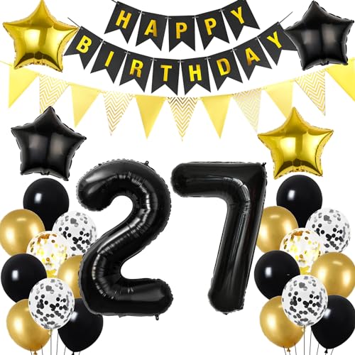 27. Geburtstag Dekoration Schwarz gold, Geburtstagsdeko 27 Jahre mann frau, 27 Geburtstag Deko männer frauen 27 Ballon Geburtstagdeko set, Luftballons 27. Geburtstag Party Deko 27 Geburtstag männer 27. Geburtstag Dekoration Schwarz gold, Geburtstagsdeko 27 Jahre mann frau, 27 Geburtstag Deko männer frauen 27 Ballon Geburtstagdeko set, Luftballons 27. Geburtstag Party Deko 27 Geburtstag männer von Hopewey
