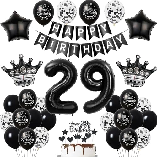 29. Geburtstag Dekoration Schwarz Tortendeko 29. Geburtstag Mann Luftballon 29 Frauen Mann deko torte 29. Frauen Ballon Geburtstagsdeko 29 Jahre Frau Männer Schwarz von Hopewey