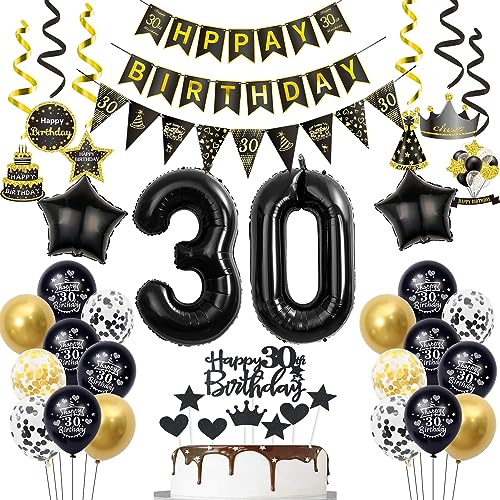 30 Geburtstag Deko Mann Luftballon 30.geburtstag Deko Schwarz Gold Geburtstagsdeko 30 Jahre Luftballon Schwarz deko 30 Jahre Mann Geburtstagdeko Männer Deko 30. Geburtstag Frauen Luftballons 30 von Hopewey