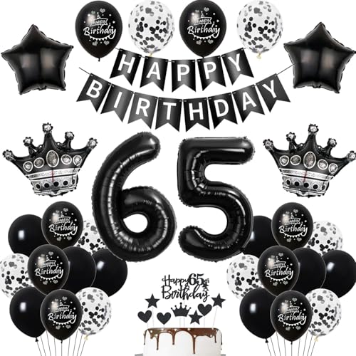 65. Geburtstag Dekoration Schwarz Tortendeko 65. Geburtstag Mann Luftballon 65 Frauen Mann deko torte 65. Frauen Ballon Geburtstagsdeko 65 Jahre Frau Männer Schwarz von Hopewey