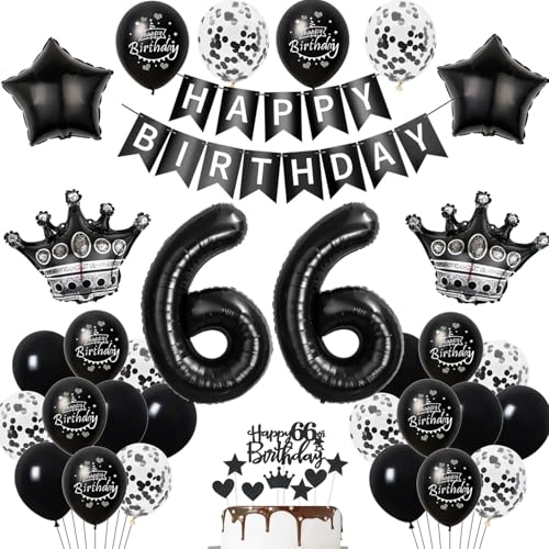 66. Geburtstag Dekoration Schwarz Tortendeko 66. Geburtstag Mann Luftballon 66 Frauen Mann deko torte 66. Frauen Ballon Geburtstagsdeko 66 Jahre Frau Männer Schwarz von Hopewey
