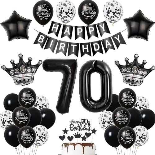 70. Geburtstag Dekoration Schwarz Tortendeko 70. Geburtstag Mann Luftballon 70 Frauen Mann deko torte 70. Frauen Ballon Geburtstagsdeko 70 Jahre Frau Männer Schwarz von Hopewey