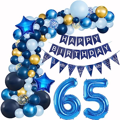 Ballons Girlande Blau 65. Geburtstag Mann Deko Luftballon Geburtstagsdeko 65 Jahre Männer von Hopewey