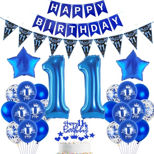 Luftballon 11. Geburtstag Dekoration Blau Tortendeko 11. Geburtstag Junge Geburtstagsdeko 11 Jahre Junge Blau Folienballon 11 von Hopewey