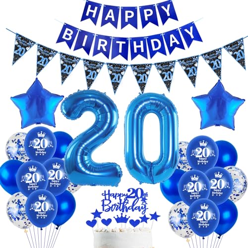 Blau Luftballon 20. Geburtstag Dekoration Blau Tortendeko 20. Geburtstag Mann Geburtstagsdeko 20 Jahre Mann Folienballon 20 Ballon 20 von Hopewey