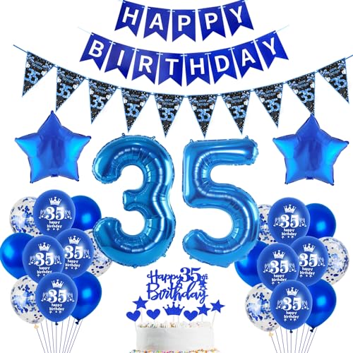 Blau Luftballon 35. Geburtstag Dekoration Blau Tortendeko 35. Geburtstag Mann Geburtstagsdeko 35 Jahre Mann Folienballon 35 Ballon 35 von Hopewey