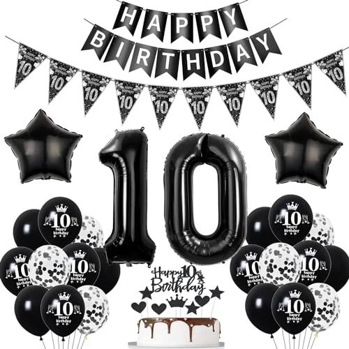 Deko 10. Geburtstag Jungen Mädchen Schwarz Tortendeko 10 Geburtstag Mädchen Party Deko Schwarz Luftballons 10 Geburtstagsdeko 10 jahre Jungen Ballon 10 Deko 10. Geburtstag Jungen Mädchen Schwarz Tortendeko 10 Geburtstag Mädchen Party Deko Schwarz Luftballons 10 Geburtstagsdeko 10 jahre Jungen Ballon 10 von Hopewey