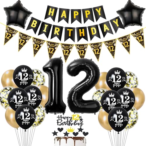 Deko 12. Geburtstag Jungen Mädchen Tortendeko 12 Geburtstag Mädchen Party Deko Schwarz Gold Luftballons 12 Geburtstag Jungen deko Geburtstagsdeko 12 jahre Jungen Ballon 12 Geburtstag Mädchen deko Deko 12. Geburtstag Jungen Mädchen Tortendeko 12 Geburtstag Mädchen Party Deko Schwarz Gold Luftballons 12 Geburtstag Jungen deko Geburtstagsdeko 12 jahre Jungen Ballon 12 Geburtstag Mädchen deko von Hopewey