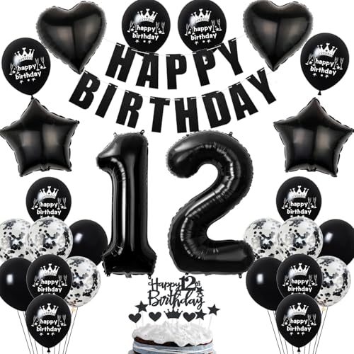 Deko 12. Geburtstag Mädchen Junge Ballon Dekoration Schwarz Tortendeko 12. Geburtstag Mädchen Luftballon 12 Geburtstag deko Junge Mädchen Geburtstagsdeko 12 Jahre Mädchen Junge Ballon Schwarz Deko 12. Geburtstag Mädchen Junge Ballon Dekoration Schwarz Tortendeko 12. Geburtstag Mädchen Luftballon 12 Geburtstag deko Junge Mädchen Geburtstagsdeko 12 Jahre Mädchen Junge Ballon Schwarz von Hopewey