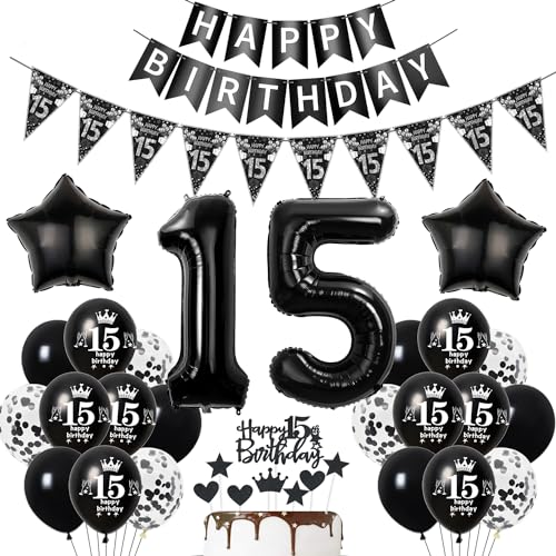 Deko 15. Geburtstag Jungen Mädchen Schwarz Tortendeko 15 Geburtstag Mädchen Party Deko Schwarz Luftballons 15 Geburtstag Jungen deko Geburtstagsdeko 15 jahre Jungen Ballon 15 Geburtstag Mädchen Deko 15. Geburtstag Jungen Mädchen Schwarz Tortendeko 15 Geburtstag Mädchen Party Deko Schwarz Luftballons 15 Geburtstag Jungen deko Geburtstagsdeko 15 jahre Jungen Ballon 15 Geburtstag Mädchen von Hopewey