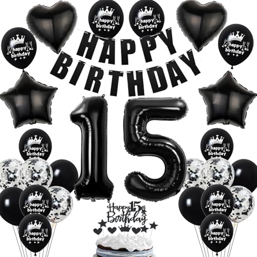 Deko 15. Geburtstag Mädchen Junge Ballon Dekoration Schwarz Tortendeko 15. Geburtstag Mädchen Luftballon 15 Geburtstag deko Junge Mädchen Geburtstagsdeko 15 Jahre Mädchen Junge Ballon Schwarz Deko 15. Geburtstag Mädchen Junge Ballon Dekoration Schwarz Tortendeko 15. Geburtstag Mädchen Luftballon 15 Geburtstag deko Junge Mädchen Geburtstagsdeko 15 Jahre Mädchen Junge Ballon Schwarz von Hopewey