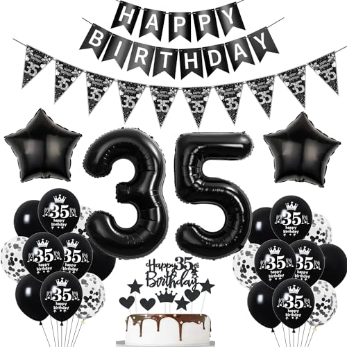 Deko 35. Geburtstag Mann Frauen Schwarz Tortendeko 35 Geburtstag Frauen Party Deko Schwarz Luftballons 35 Geburtstag Mann deko Geburtstagsdeko 35 jahre Mann Ballon 35 Geburtstag Frauen von Hopewey
