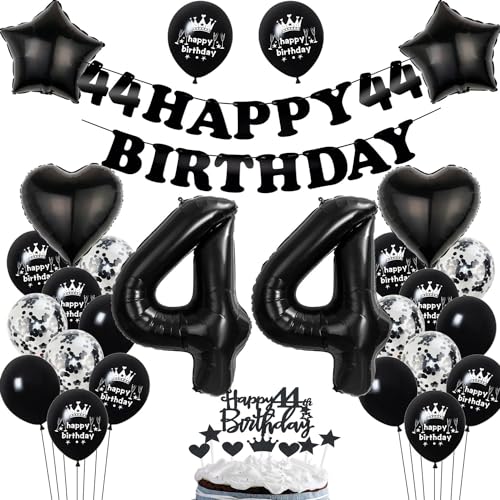 Deko 44. Geburtstag Frauen Mann Dekoration Schwarz Tortendeko 44. Geburtstag Frau Mann Luftballon 44 deko Frau 44. Männer Ballon Geburtstagsdeko 44 Jahre Frauen Schwarz von Hopewey