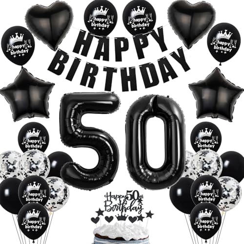 Deko 50. Geburtstag Frauen Mann Ballon Dekoration Schwarz Tortendeko 50. Geburtstag Frau Luftballon 50 deko Männer Schwarz 50 Geburtstagsdeko 50 Jahre Frauen Ballon von Hopewey