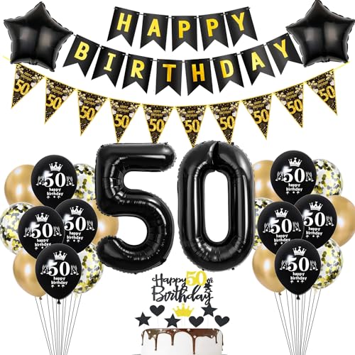 Deko 50. Geburtstag Mann Frauen Tortendeko 50 Geburtstag Frauen Party Deko Schwarz Gold Luftballons 50 Mann Geburtstagsdeko 50 jahre Ballon 50 dekoration von Hopewey