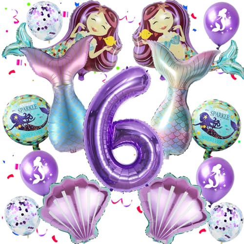 Deko 6. Geburtstag Mädchen Meerjungfrauen Luftballons 6. Geburtstag Mädchen Meerjungfrau Deko, Folienballon 6 Meerjungfrau Themen Ballons für 6 Jahre Mädchen Geburtstag Party dekoration Deko 6. Geburtstag Mädchen Meerjungfrauen Luftballons 6. Geburtstag Mädchen Meerjungfrau Deko, Folienballon 6 Meerjungfrau Themen Ballons für 6 Jahre Mädchen Geburtstag Party dekoration von Hopewey