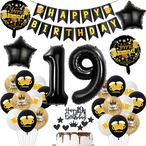 Geburtstagsdeko 19 Jahre Junge Mädchen ballons,Luftballons 19 Geburtstag Party Dekoration Junge Mädchen Schwarz Gold,Helium Ballon Bier für deko 19. Geburtstag Geburtstagsdeko 19 Jahre Junge Mädchen ballons,Luftballons 19 Geburtstag Party Dekoration Junge Mädchen Schwarz Gold,Helium Ballon Bier für deko 19. Geburtstag von Hopewey