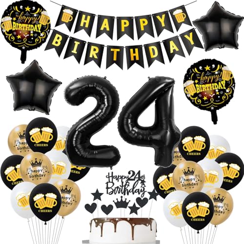 Geburtstagsdeko 24 Jahre Mann Frau ballons,Luftballons 24 Geburtstag Party Dekoration Männer Frauen Schwarz Gold,Helium Ballon Bier für deko 24. Geburtstag Mann,Tortendeko 24 Geburtstag Mann Geburtstagsdeko 24 Jahre Mann Frau ballons,Luftballons 24 Geburtstag Party Dekoration Männer Frauen Schwarz Gold,Helium Ballon Bier für deko 24. Geburtstag Mann,Tortendeko 24 Geburtstag Mann von Hopewey