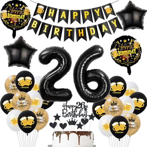 Geburtstagsdeko 26 Jahre Mann Frau ballons,Luftballons 26 Geburtstag Party Dekoration Männer Frauen Schwarz Gold,Helium Ballon Bier für deko 26. Geburtstag Mann,Tortendeko 26 Geburtstag Mann Geburtstagsdeko 26 Jahre Mann Frau ballons,Luftballons 26 Geburtstag Party Dekoration Männer Frauen Schwarz Gold,Helium Ballon Bier für deko 26. Geburtstag Mann,Tortendeko 26 Geburtstag Mann von Hopewey