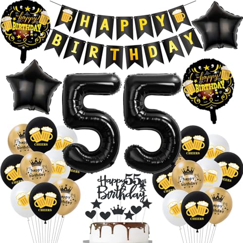 Geburtstagsdeko 55 Jahre Mann Frau ballons,Luftballons 55 Geburtstag Party Dekoration Männer Frauen Schwarz Gold,Helium Ballon Bier für deko 55. Geburtstag Mann,Tortendeko 55 Geburtstag Mann Geburtstagsdeko 55 Jahre Mann Frau ballons,Luftballons 55 Geburtstag Party Dekoration Männer Frauen Schwarz Gold,Helium Ballon Bier für deko 55. Geburtstag Mann,Tortendeko 55 Geburtstag Mann von Hopewey