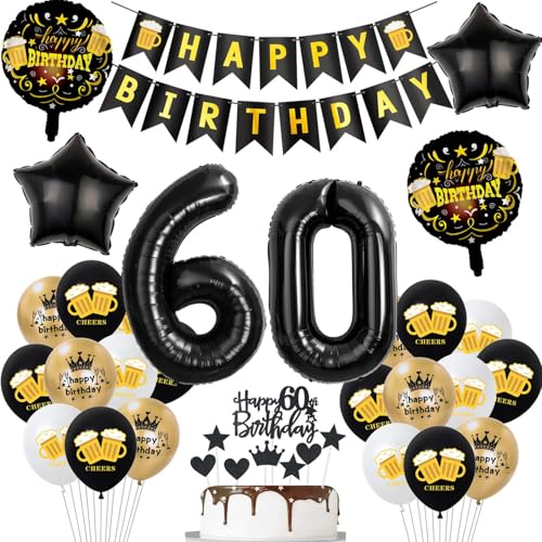 Geburtstagsdeko 60 Jahre Mann Frau ballons,Luftballons 60 Geburtstag Party Dekoration Männer Frauen Schwarz Gold,Helium Ballon Bier für deko 60. Geburtstag Mann Geburtstagsdeko 60 Jahre Mann Frau ballons,Luftballons 60 Geburtstag Party Dekoration Männer Frauen Schwarz Gold,Helium Ballon Bier für deko 60. Geburtstag Mann von Hopewey