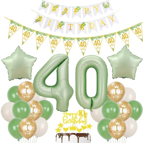 Gold Luftballon 40. Geburtstag Dekoration Oliv-grün Tortendeko 40. Geburtstag Frauen Mann Geburtstagsdeko 40 Jahre Frauen Gold Folienballon 40 Ballon von Hopewey