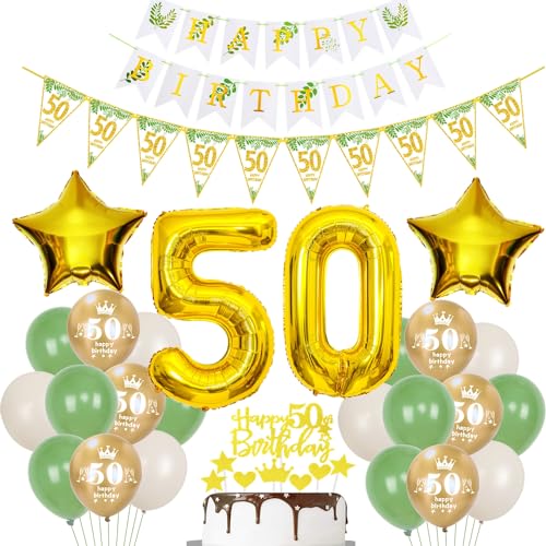 Gold Luftballons 50 Geburtstag Frauen Mann Dekoration Oliv grün Tortendeko 50 Geburtstag Frauen Geburtstagsdeko 50 Jahre Frau Folienballon 50 deko 50. Geburtstag männer Ballon party deko von Hopewey