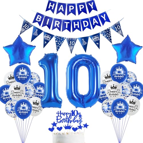 deko 10. Geburtstag Dekoration,Blau Tortendeko Geburtstag 10 Jahre Junge Party Deko 10 Mädchen Junge,luftballons 10. Mädchen,Blau Geburtstagsdeko 10 Jahre ballon deko 10. Geburtstag Dekoration,Blau Tortendeko Geburtstag 10 Jahre Junge Party Deko 10 Mädchen Junge,luftballons 10. Mädchen,Blau Geburtstagsdeko 10 Jahre ballon von Hopewey