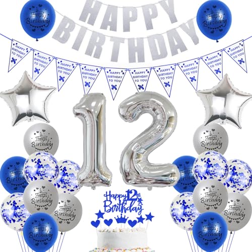Hopewey Deko 12. Geburtstag Junge Mädchen Dekoration silber blau Tortendeko 12. Geburtstag Luftballons 12 Geburtstag Deko Junge 12. Geburtstag Junge Ballon Geburtstagsdeko 12 Jahre Junge silber Hopewey Deko 12. Geburtstag Junge Mädchen Dekoration silber blau Tortendeko 12. Geburtstag Luftballons 12 Geburtstag Deko Junge 12. Geburtstag Junge Ballon Geburtstagsdeko 12 Jahre Junge silber von Hopewey